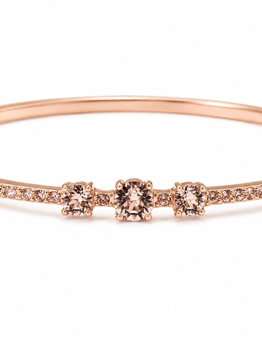 Givenchy Crystal Bangle Bracelet Rose Gold Tone Designer Rhinestone Cuff